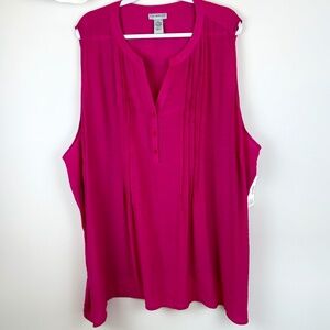 CATHERINE'S Fuchsia V Neck Sleeveless Summer Shirt Top NWT / Plus 5X 34 - 36W